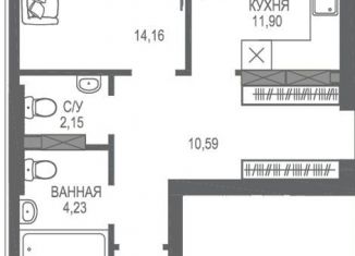 Продается 2-комнатная квартира, 60.3 м2, Алушта