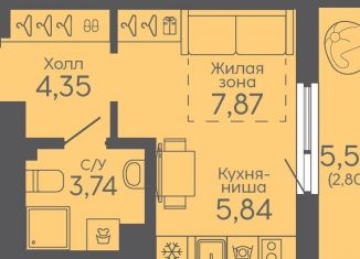 Продается квартира студия, 24.6 м2, Екатеринбург, жилой комплекс Новокольцовский, 5, метро Ботаническая