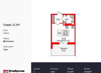 Продаю квартиру студию, 21.3 м2, Санкт-Петербург, ЖК Зелёный Квартал, улица Струве, 12