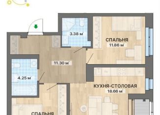 Продажа двухкомнатной квартиры, 63.6 м2, Екатеринбург, ЖК Северное Сияние