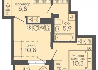 Продаю однокомнатную квартиру, 35.4 м2, Екатеринбург, метро Ботаническая, жилой комплекс Новокольцовский, 6