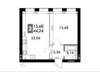 Продам 1-ком. квартиру, 44.2 м2, Апрелевка, улица Парк Апрель, 44