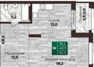 Продажа 1-комнатной квартиры, 50.9 м2, Барнаул, Центральный район, 6-я Нагорная улица, 15Г/12