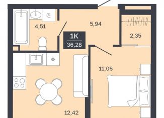 Продается 1-ком. квартира, 36.3 м2, Тюменская область, улица Луначарского, 18Ас2