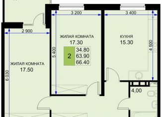 Продам двухкомнатную квартиру, 66.4 м2, Краснодарский край, Екатерининская улица, 3к1