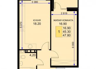 Однокомнатная квартира на продажу, 47.8 м2, Краснодарский край, Казачья улица, 4к2