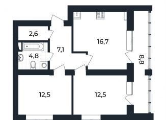 2-комнатная квартира на продажу, 60.6 м2, посёлок Доброград, улица Благополучия, 1к2