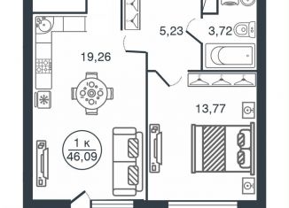 Продаю 1-комнатную квартиру, 40.4 м2, Тверь