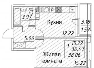 Продажа 1-комнатной квартиры, 38 м2, Санкт-Петербург, ЖК Модум, проспект Авиаконструкторов, 54