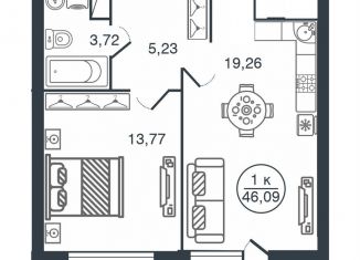 Продается 1-ком. квартира, 37.7 м2, Тверь, Московский район