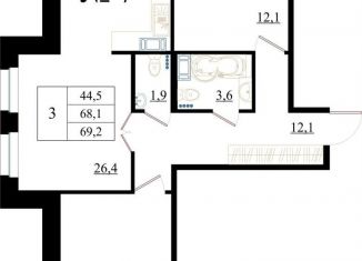 Продам 3-ком. квартиру, 69.2 м2, Гатчина