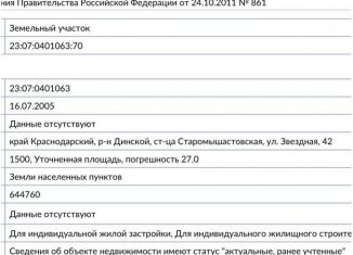 Продается участок, 15 сот., станица Старомышастовская, Звёздная улица, 42