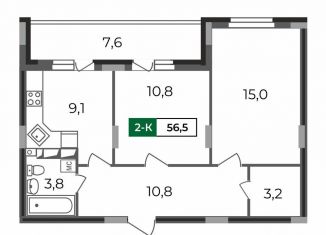 Продам 2-ком. квартиру, 56.5 м2, Владимир, Октябрьский район, Сталинградский бульвар, 7