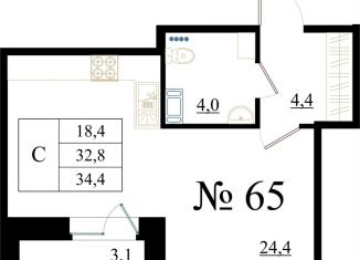 Продается квартира студия, 34.4 м2, Гатчина