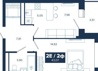 1-ком. квартира на продажу, 43.1 м2, Екатеринбург, ЖК Ривер Парк