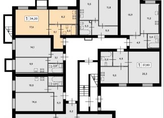 Продам однокомнатную квартиру, 34.2 м2, Ленинградская область, посёлок Щеглово, 92