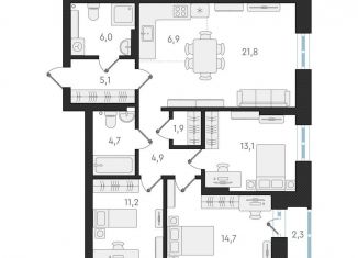 Продается 3-ком. квартира, 90.3 м2, Новосибирск, Заельцовский район, жилой комплекс Русское солнце, 2