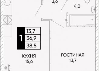 Однокомнатная квартира на продажу, 38.5 м2, Ростов-на-Дону, Кировский район