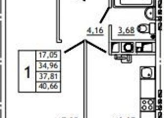 Продажа 1-ком. квартиры, 40.7 м2, деревня Алтуховка