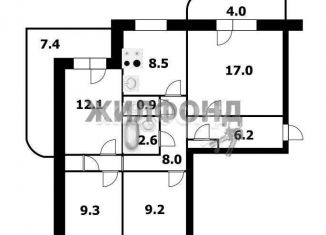 Продается 4-ком. квартира, 76 м2, Новосибирск, Ипподромская улица, 34/1, метро Сибирская