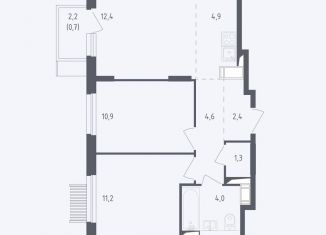 Продаю 3-комнатную квартиру, 54.2 м2, Московская область, жилой комплекс Мытищи Парк, к4.1