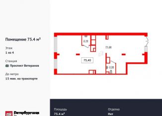 Продается помещение свободного назначения, 75.4 м2, Санкт-Петербург, проспект Ветеранов, 210, муниципальный округ Сосновая Поляна