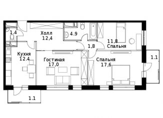 Продажа трехкомнатной квартиры, 83.2 м2, Москва, ЖК Символ