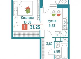 Продам 1-ком. квартиру, 31.3 м2, Мурино, ЖК Графика