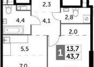 Продаю 2-ком. квартиру, 43.7 м2, Москва, район Нагатино-Садовники, Варшавское шоссе, 37к2