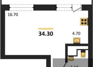 Квартира на продажу студия, 34.3 м2, Воронеж, Железнодорожный район