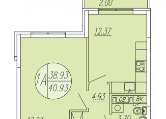 Продаю 1-ком. квартиру, 40.9 м2, Московская область