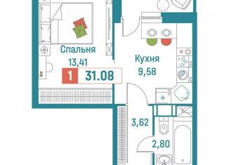 Продам однокомнатную квартиру, 31.1 м2, Мурино, ЖК Графика