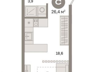 Продажа квартиры студии, 26.4 м2, Москва, Дубининская улица, вл59к2