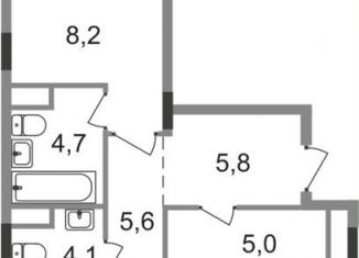 Продается двухкомнатная квартира, 81.2 м2, рабочий посёлок Заречье, ЖК Резиденции Сколково