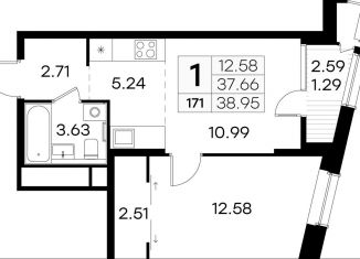 Продается однокомнатная квартира, 39 м2, Нижний Новгород, метро Московская