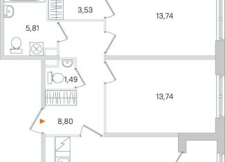 2-ком. квартира на продажу, 64.3 м2, Санкт-Петербург