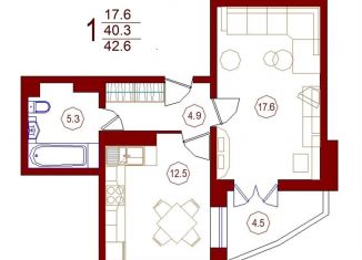 Сдам однокомнатную квартиру, 43.1 м2, Воронеж, улица 9 Января, 68/1к1, ЖК Современник