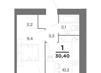 Продажа 1-комнатной квартиры, 29.3 м2, Рязанская область