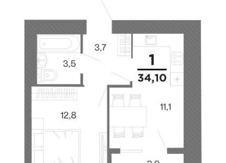 Продается 1-ком. квартира, 34.1 м2, Рязанская область