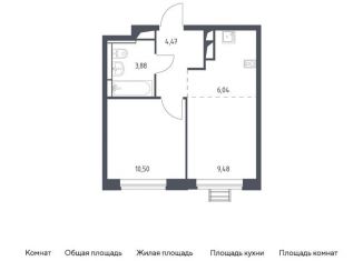 Продается 1-ком. квартира, 34.4 м2, село Ям, жилой комплекс Прибрежный Парк, к6.2, ЖК Прибрежный Парк