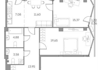 Продается 2-ком. квартира, 76.8 м2, Москва, метро Стахановская, Рязанский проспект, 2с27