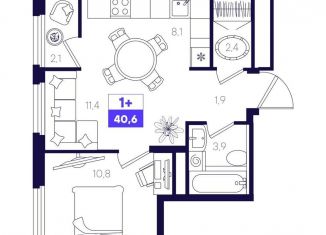 Продаю 2-комнатную квартиру, 40.6 м2, Тюменская область