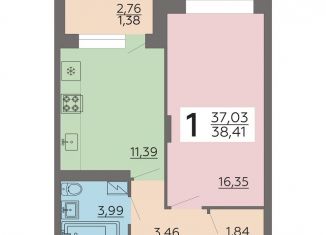 Продам 1-ком. квартиру, 38.4 м2, Воронеж, улица Независимости, 80Б, Коминтерновский район