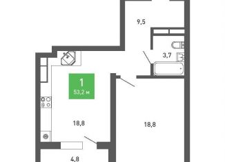 Продается 1-ком. квартира, 53.2 м2, Воронежская область