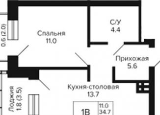 Продаю однокомнатную квартиру, 37.1 м2, Новосибирск