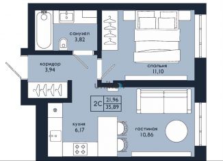 Продается 2-ком. квартира, 35.9 м2, Уфа, улица Пархоменко, 133/1