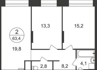 Продается 2-ком. квартира, 63.4 м2, Москва, 11-я фаза, к4