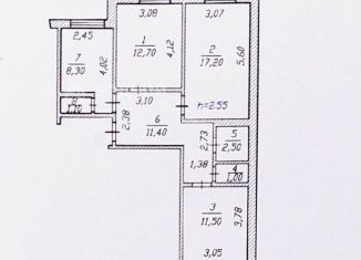 Продажа трехкомнатной квартиры, 65.7 м2, Чебоксары, бульвар Анатолия Миттова, 24