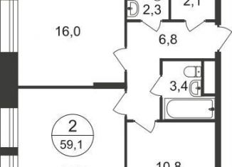 Продажа двухкомнатной квартиры, 59.1 м2, Москва, 11-я фаза, к4