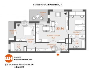 Продаю 3-ком. квартиру, 90.5 м2, Санкт-Петербург, бульвар Головнина, 3к1, ЖК Колумб